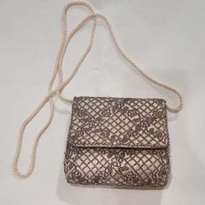 Elegant Silver & Gold Patterned Evening  Bag